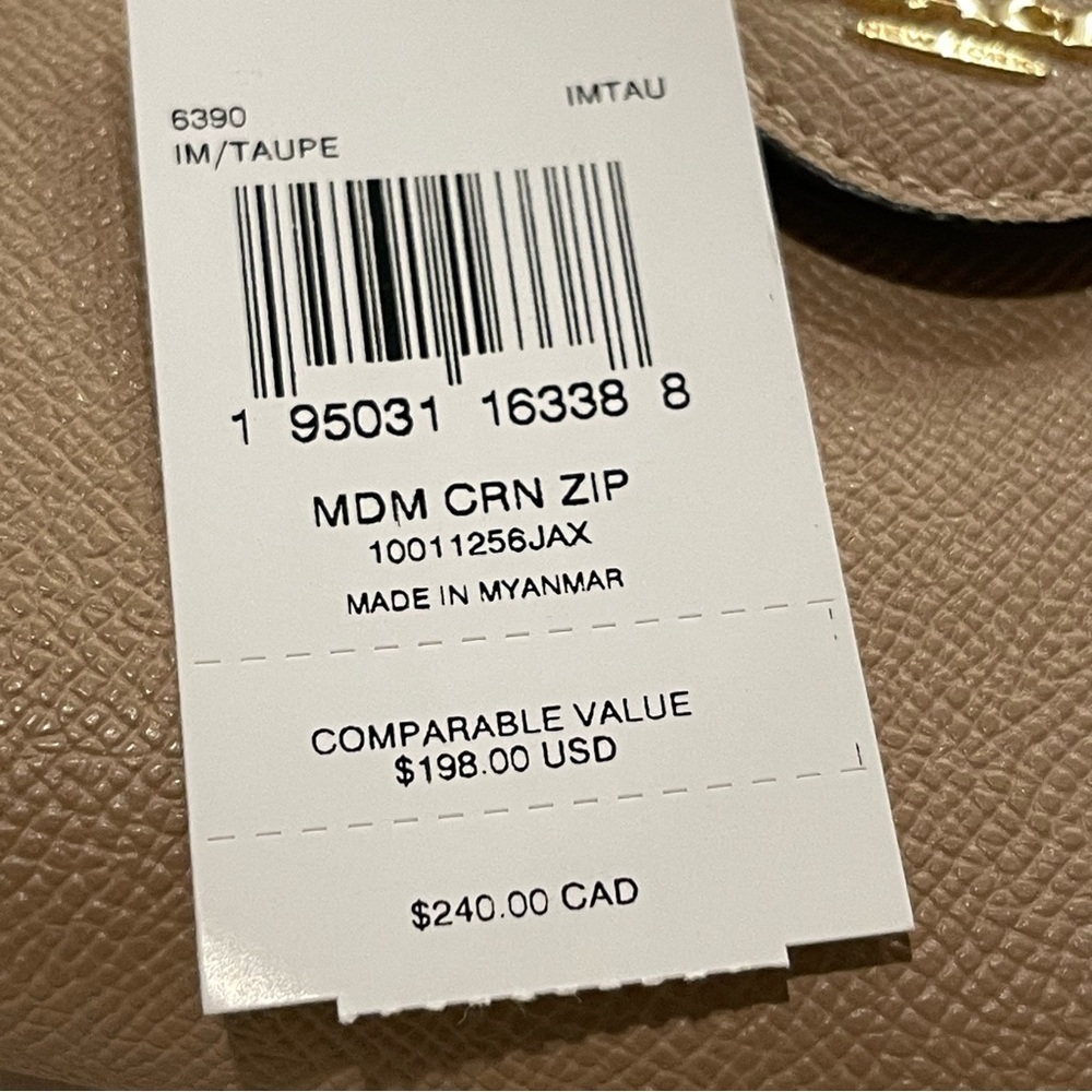 Coach Medium Corner Zip Wallet Gold/Taupe Color - Picture 5 of 5